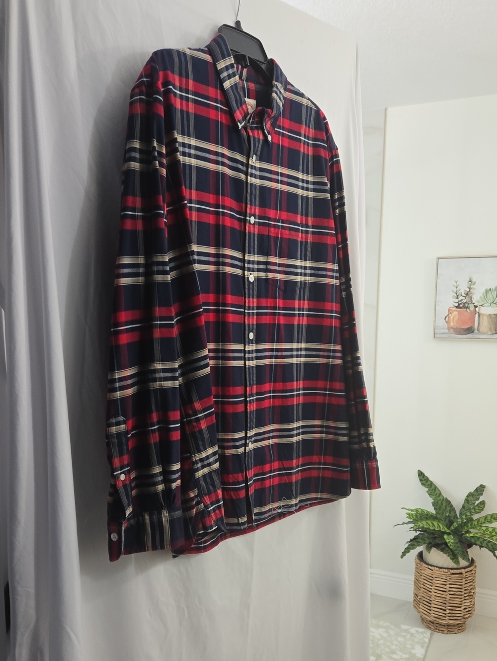 Brooks Brothers Red, Navy  Plaid Button-Down Shirt